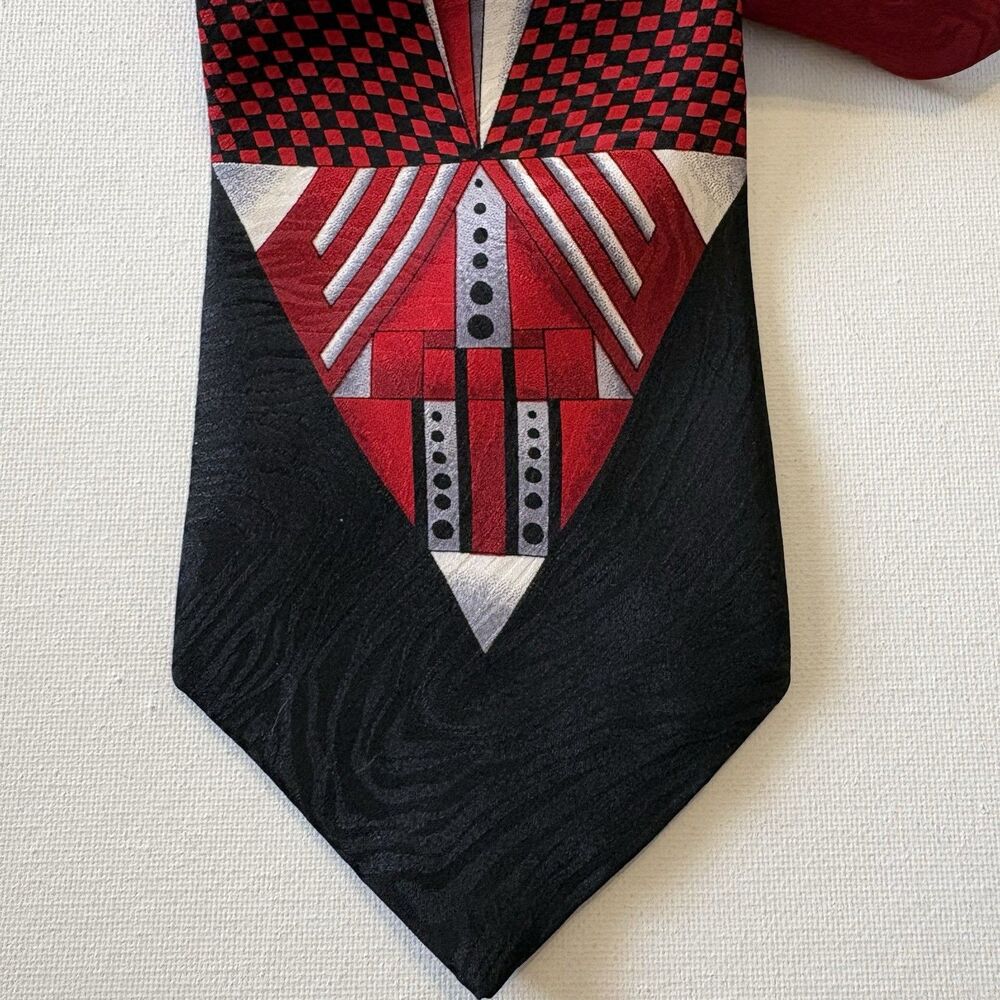 Bruno Piattelli Neck Tie Silk Made USA Classic Business Office Wear Black Red